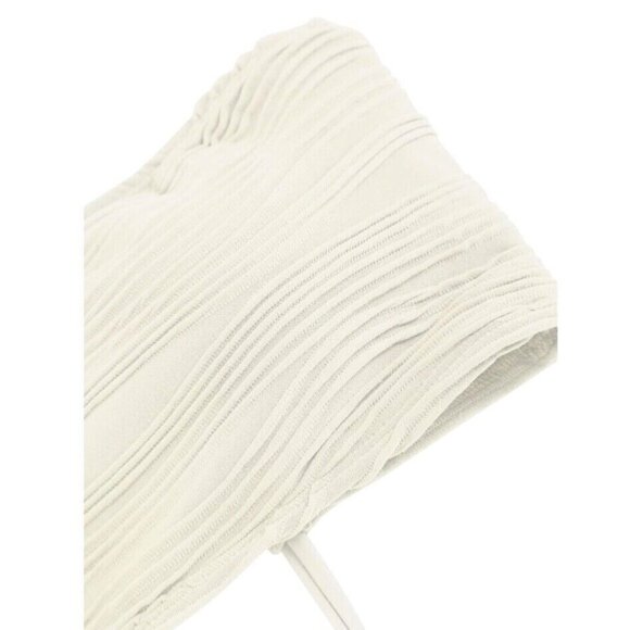 Zaful Women’s Bikini M Cream Bandeau Strapless Tie Back Cheeky Textured Set - Picture 10 of 11